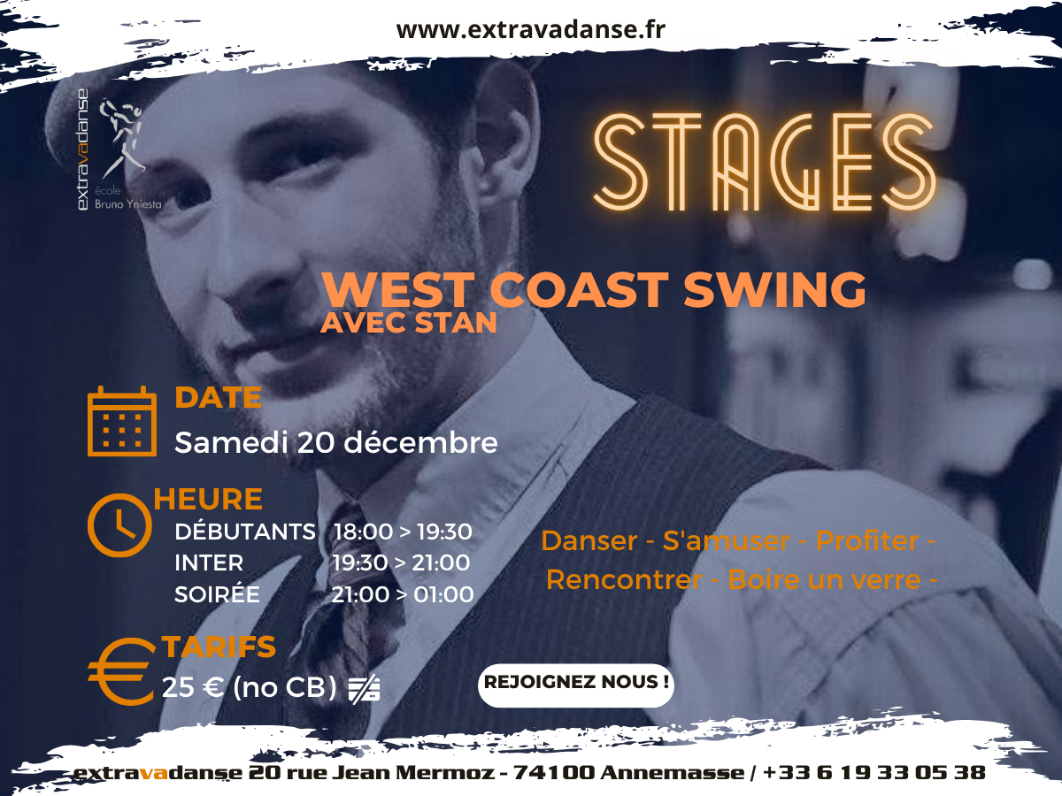 Stages WCS & soirées&nbsp;: Samedi 20 décembre et toutes les dates à venir